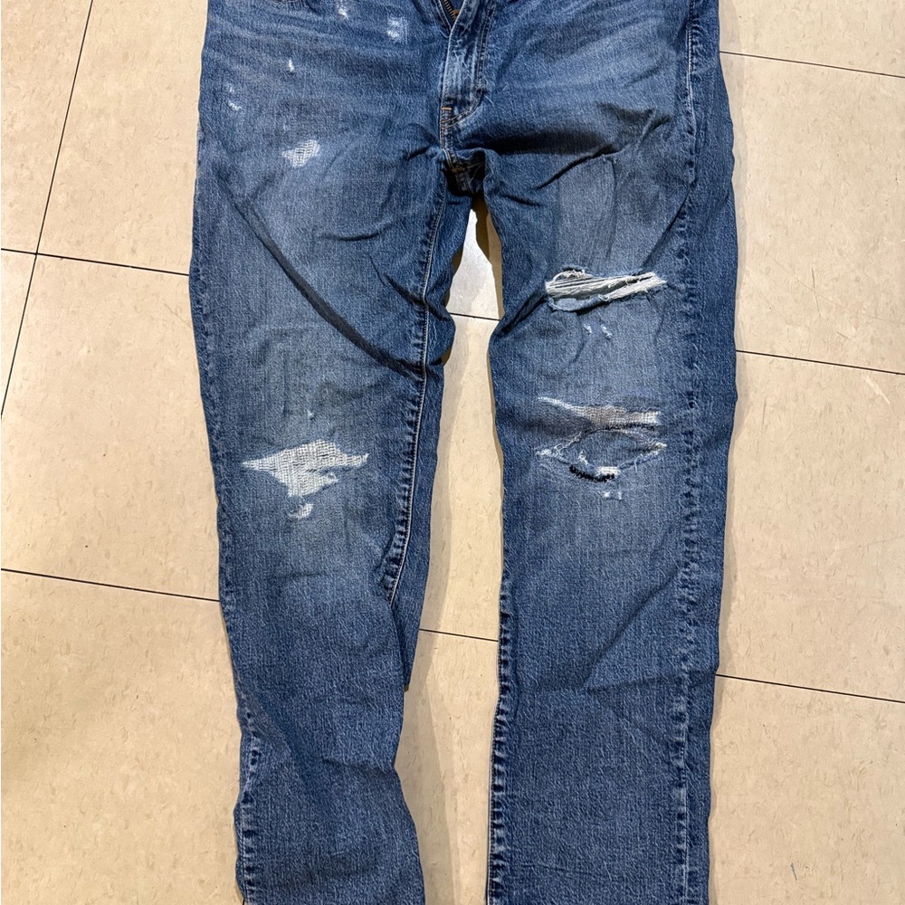 Levi's Men's 511 Dark Blue Distressed Denim Jeans Size 38 30